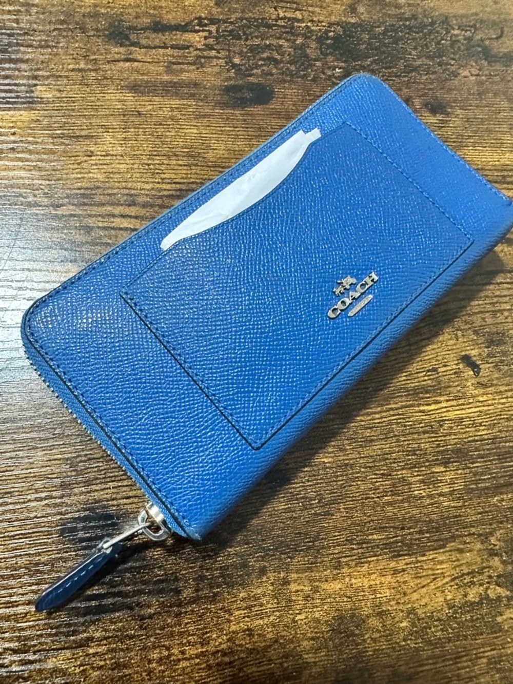 Coach Royal Blue Zip Wallet with Gold Logo - Picture 3 of 8